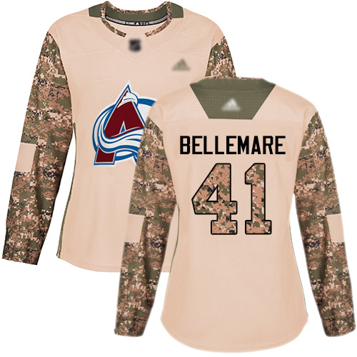 Adidas Avalanche #41 Pierre-Edouard Bellemare Camo Authentic 2017 Veterans Day Women's Stitched NHL Jersey